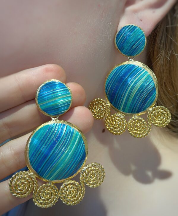 Aretes Redondos Entorchado Azul