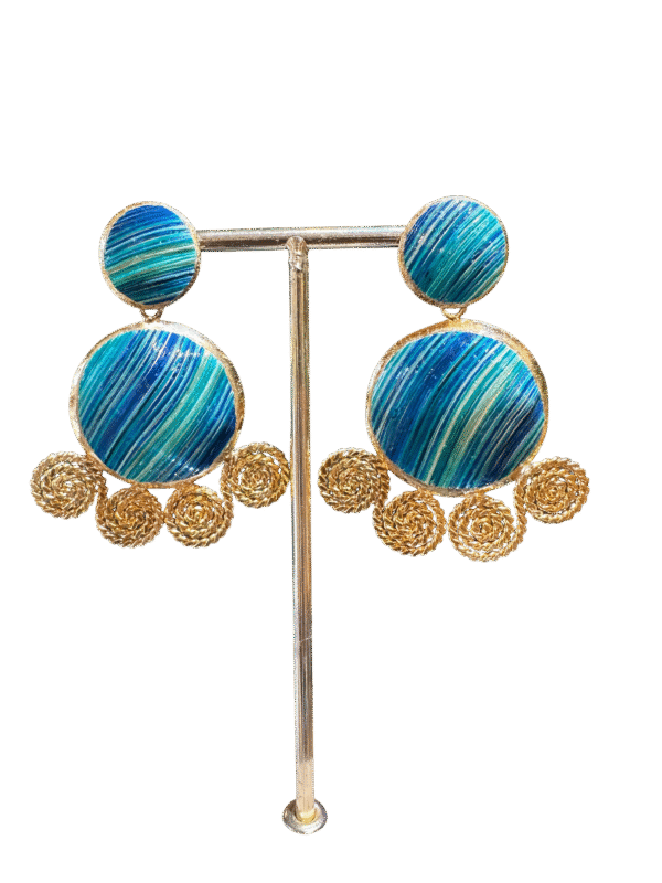 Aretes Redondos Entorchado Azul