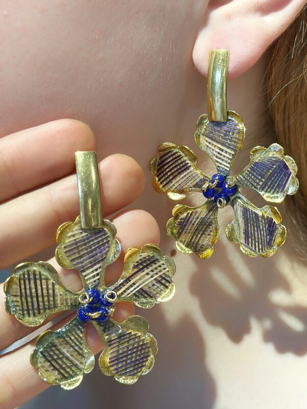 Aretes Flor Tejida Grande