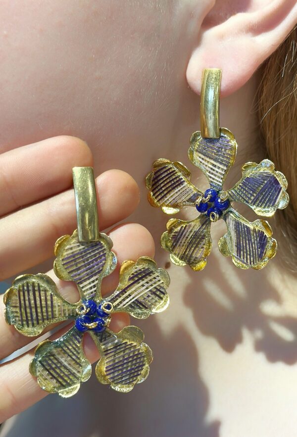 Aretes Flor Tejida Grande