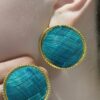 Aretes Redondos Azules Tejidos