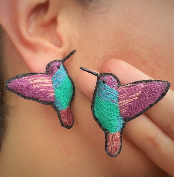 Aretes Colibrí Bordados