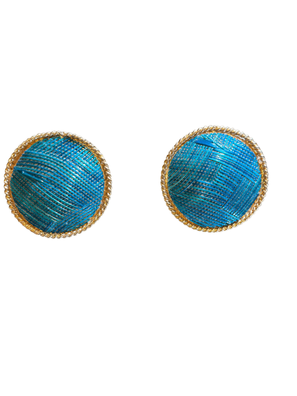 Aretes Redondos Azules Tejidos